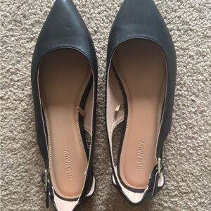 Old Navy Faux-Leather Slingback Ballet Flat— Black— Size 8